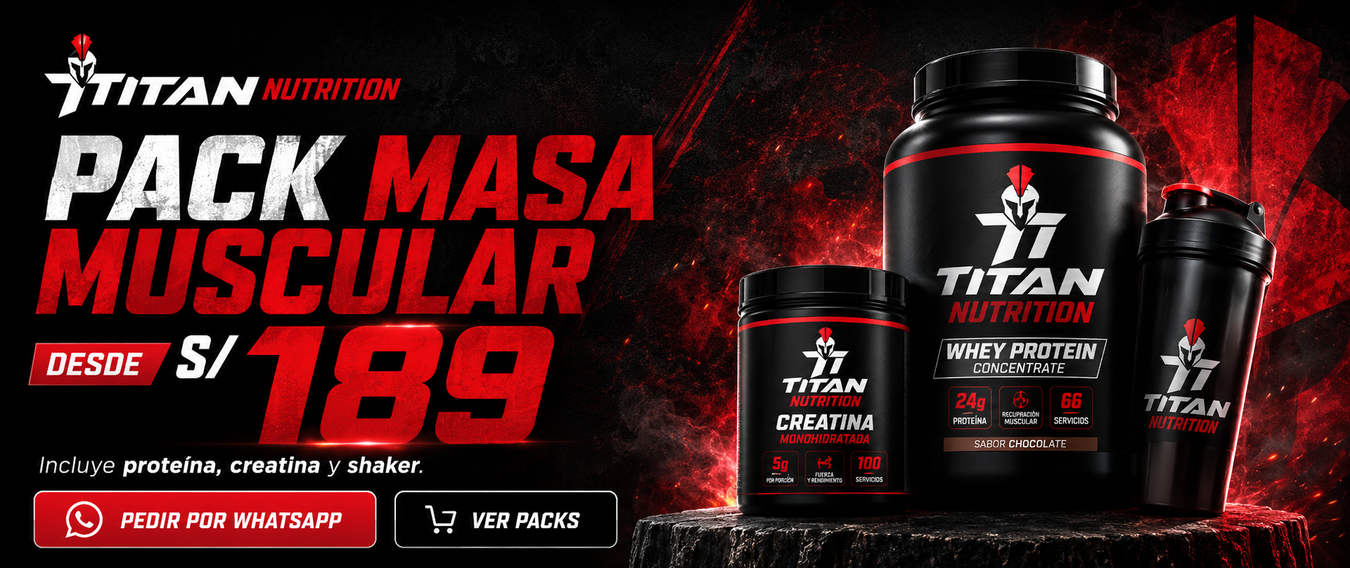 Pack Masa Muscular desde S/ 189 — Titan Nutrition